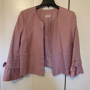 Dusty Pink Cropped Blazer with Bow detail